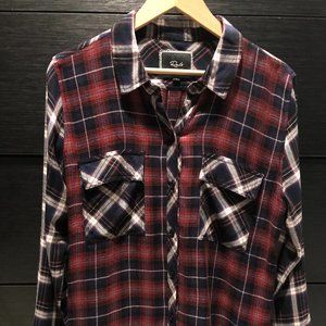 Rails Two Tone Plaid Button Up Shirt Size Large 100% Rayon